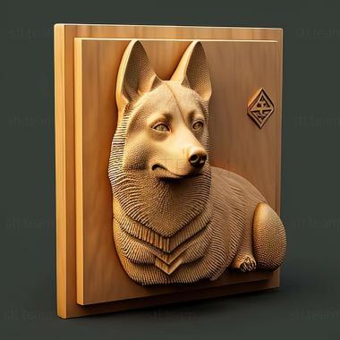 3D model Shikoku dog breed dog (STL)